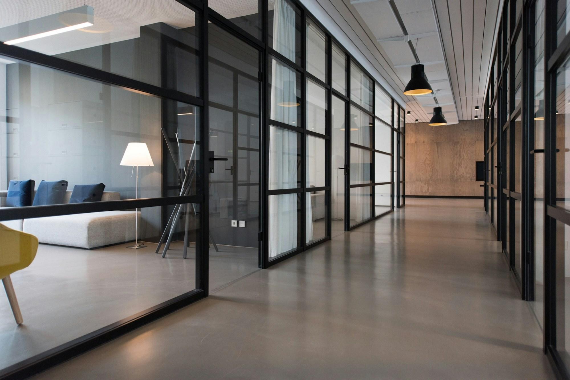 Modern office with connected workspaces